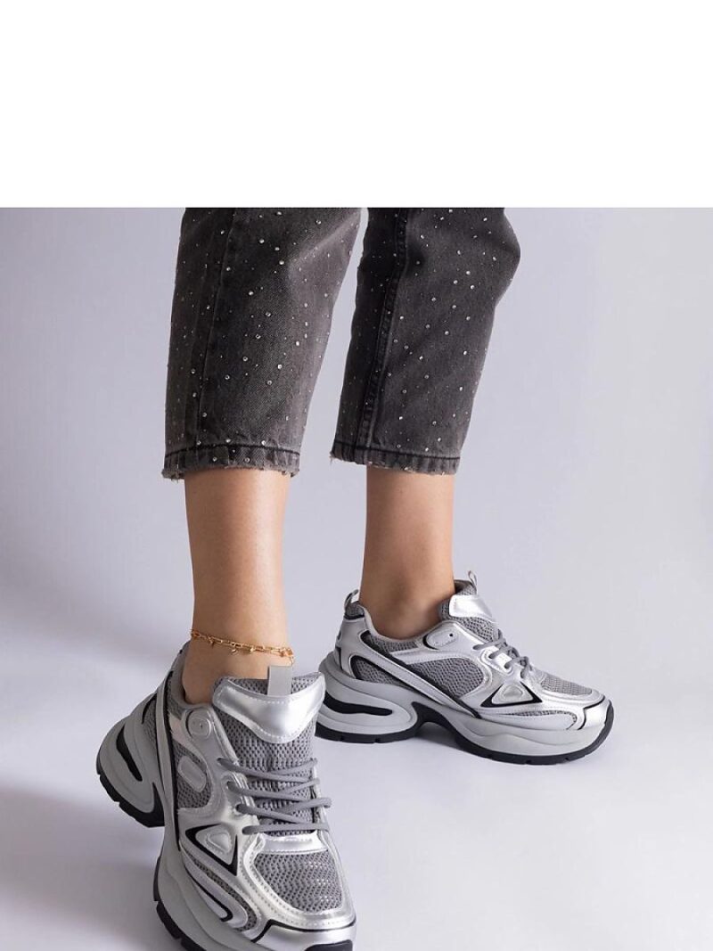 Srebrne sneakersy na masywnej podeszwie Adoma - Solea