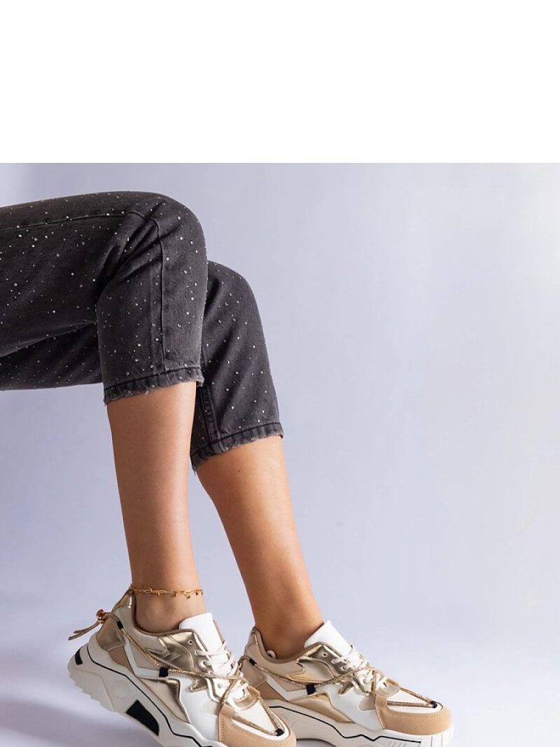 Beżowe sneakersy zdobione cyrkoniowym sznurkiem Valdeza - Solea - obrazek 3