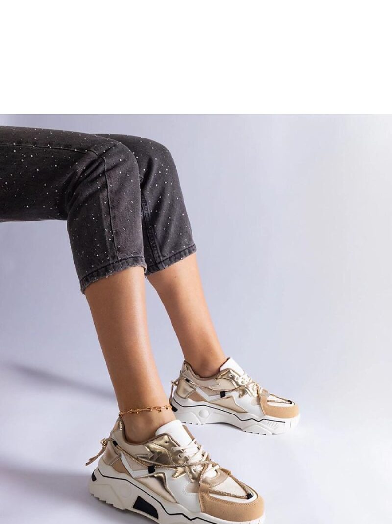 Beżowe sneakersy zdobione cyrkoniowym sznurkiem Valdeza - Solea - obrazek 5