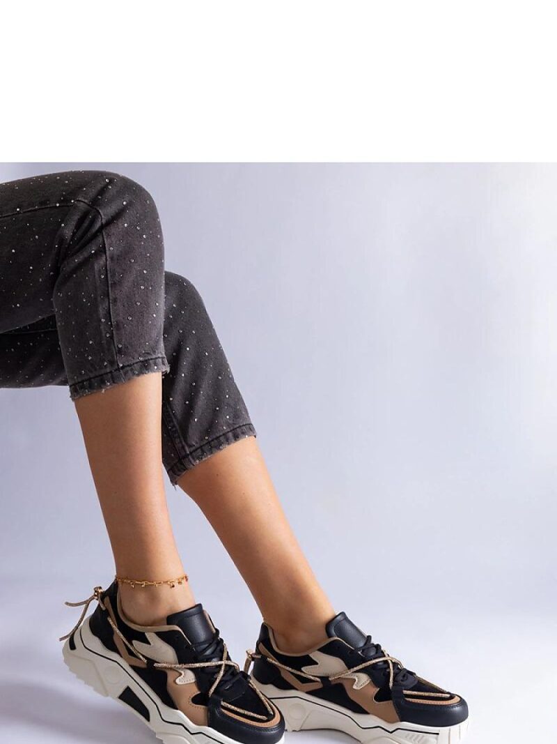 Czarne sneakersy zdobione cyrkoniowym sznurkiem Valdeza - Solea