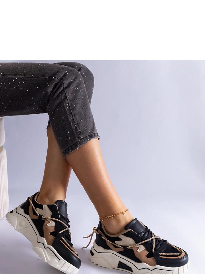 Czarne sneakersy zdobione cyrkoniowym sznurkiem Valdeza - Solea - obrazek 4