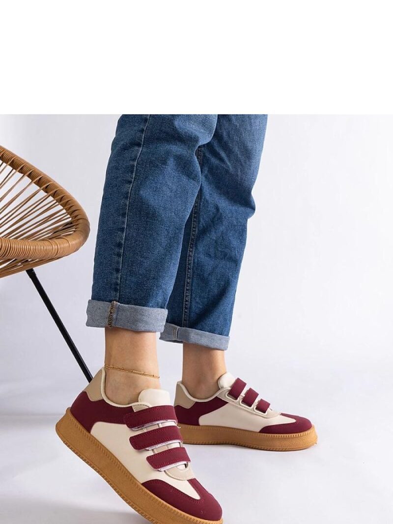 Bordowe sneakersy zapinane na rzepy Mena - Solea - obrazek 2
