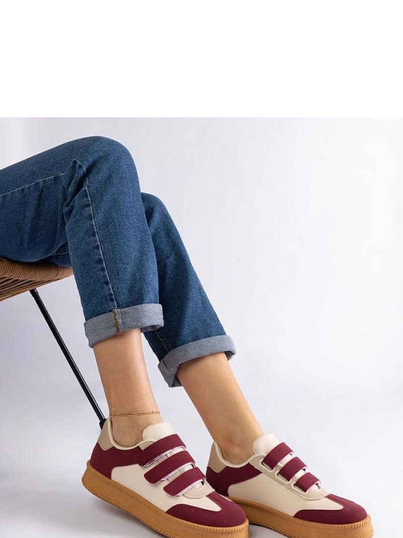 Bordowe sneakersy zapinane na rzepy Mena - Solea - obrazek 3