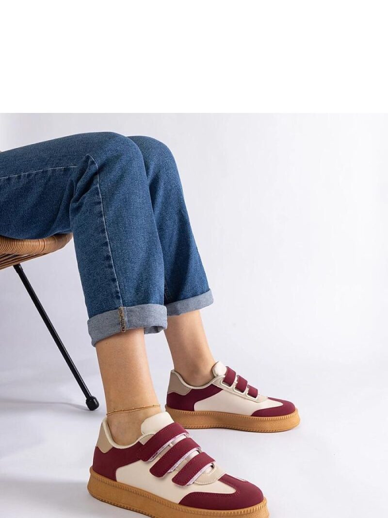 Bordowe sneakersy zapinane na rzepy Mena - Solea - obrazek 4