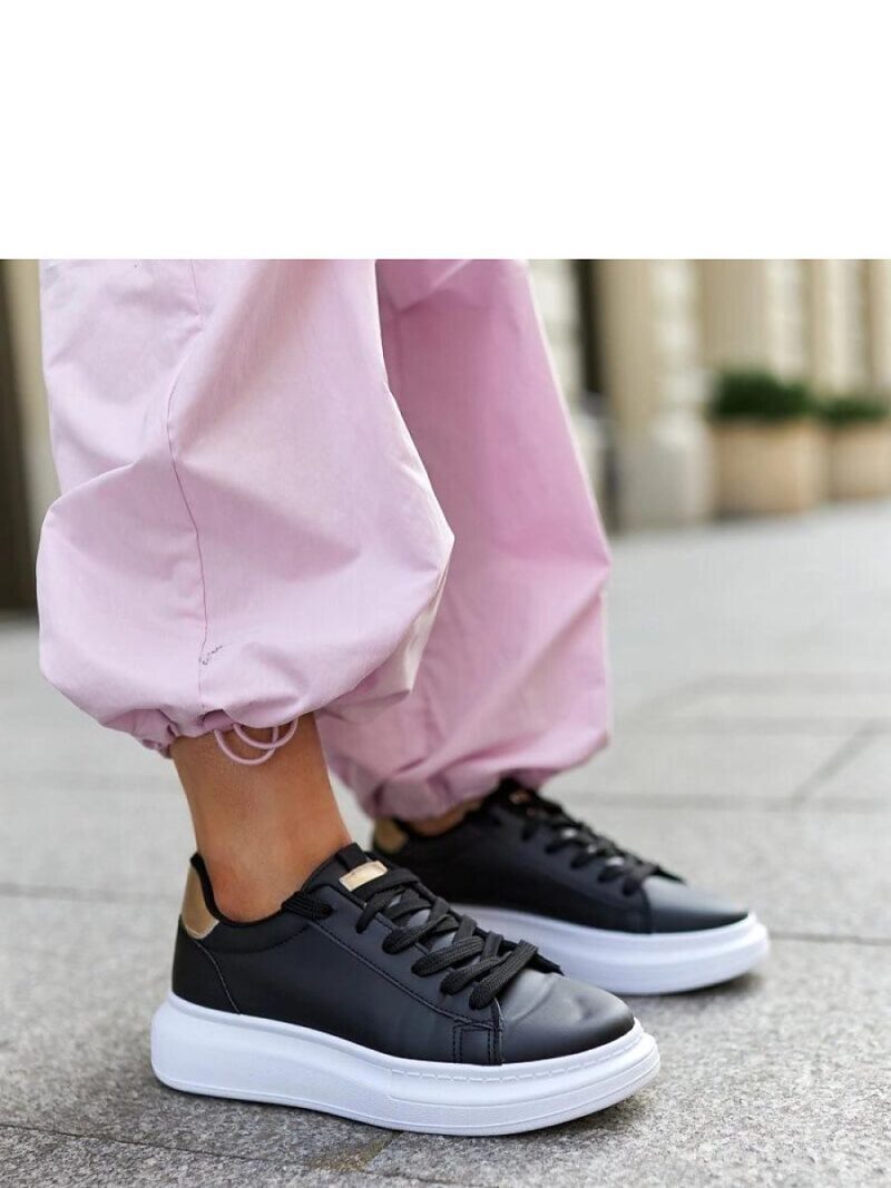 Czarne sneakersy na grubej podeszwie Ivalu - Solea - obrazek 2