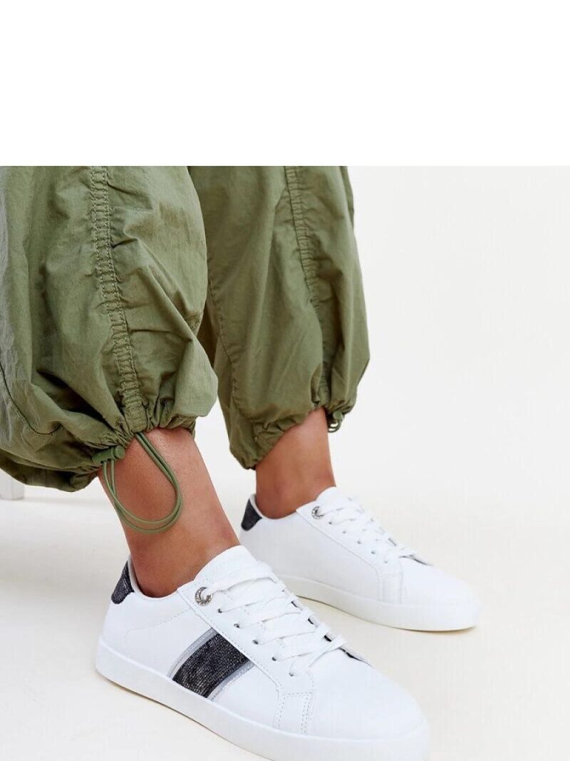Biało-czarne sneakersy z ozdobnym paskiem Grada - Solea