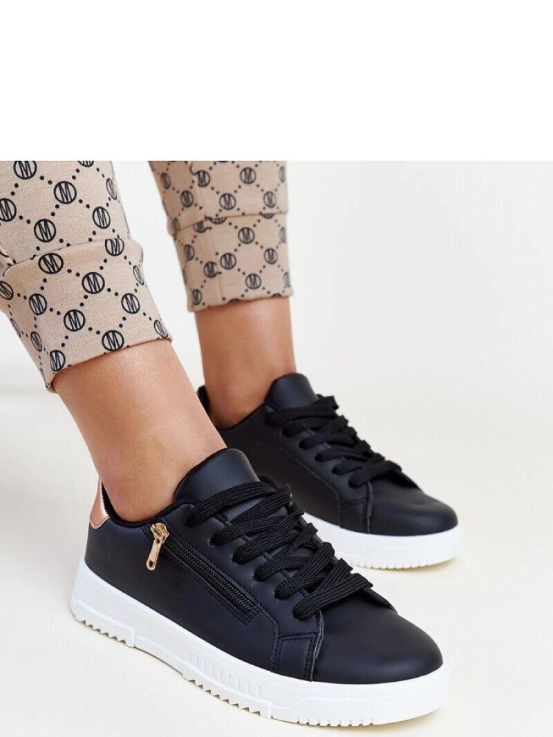 Czarne sneakersy z suwakiem na boku Shanna - Solea