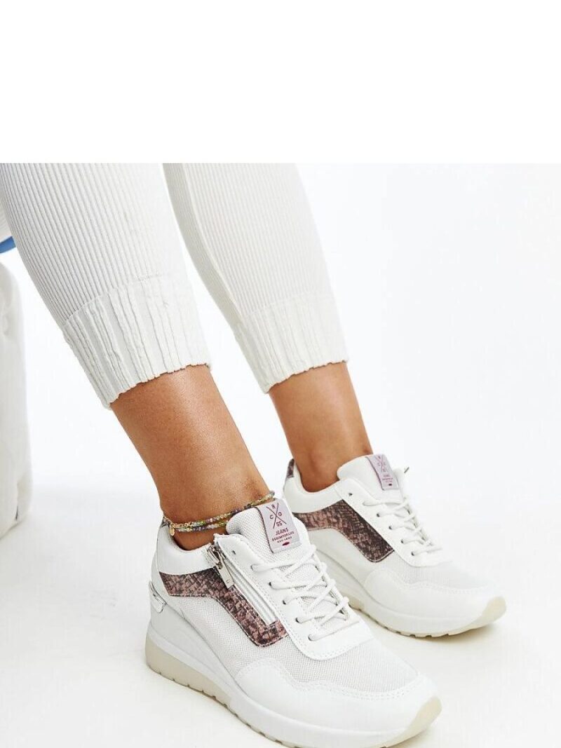 Białe sneakersy damskie  na koturnie CROSS JEANS - Solea - obrazek 2
