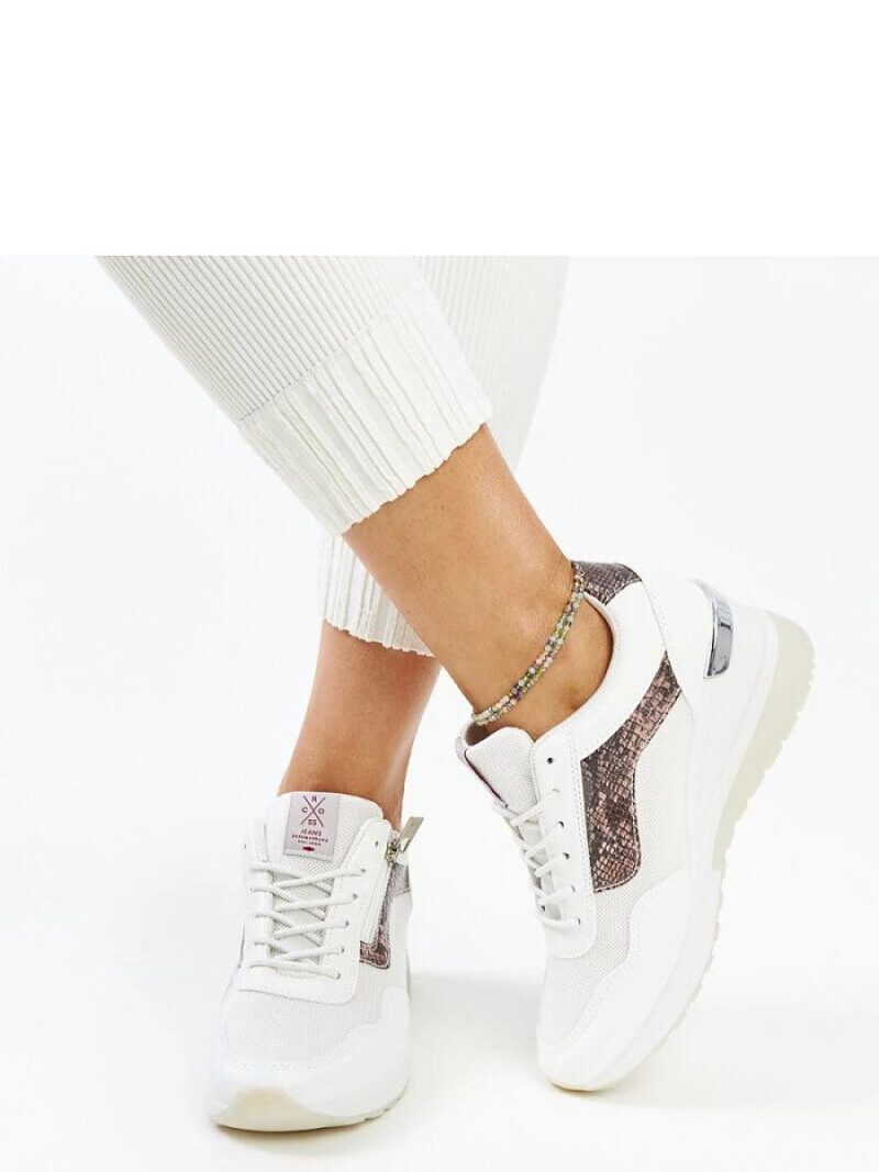 Białe sneakersy damskie  na koturnie CROSS JEANS - Solea - obrazek 3