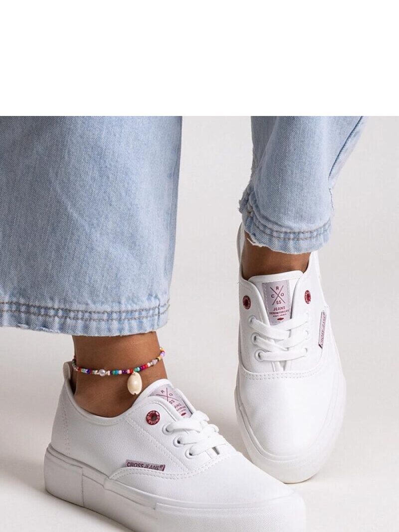 Białe damskie trampki na grubej podeszwie CROSS JEANS - Solea - obrazek 4