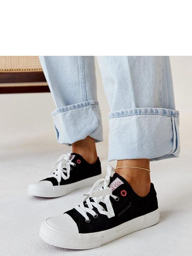 Czarne materiałowe damskie trampki CROSS JEANS - Solea - obrazek 3