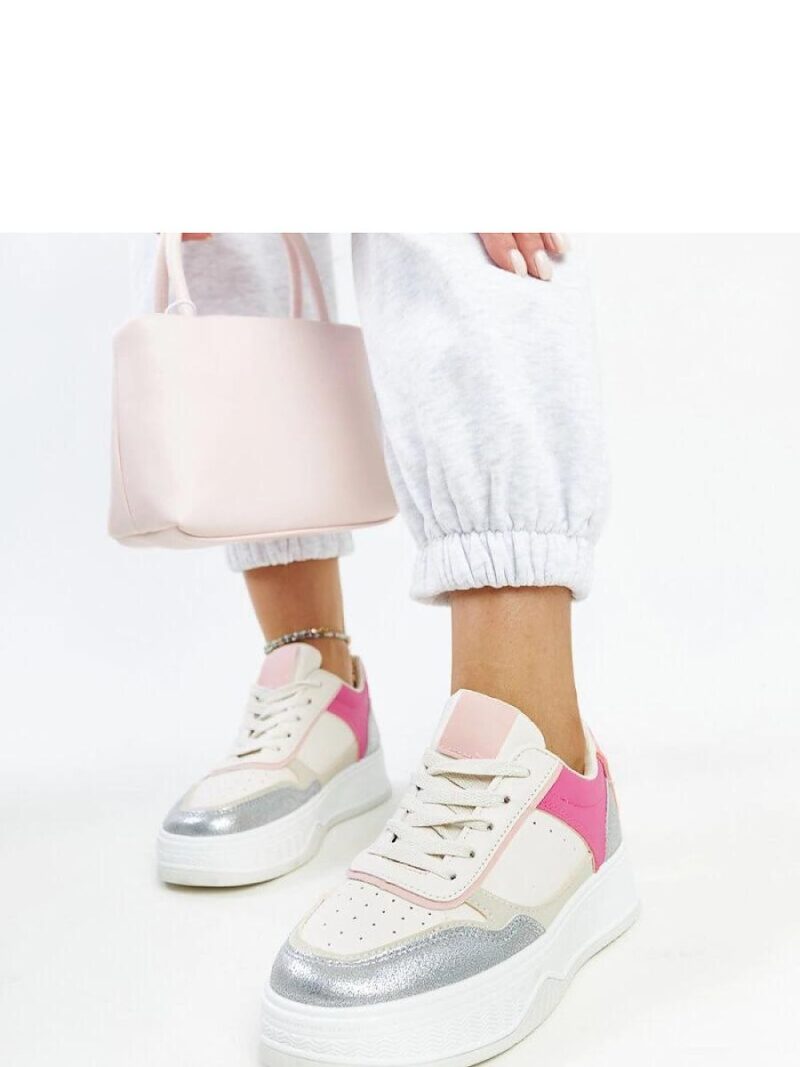 Biało-różowe sneakersy na grubszej podeszwie Rumai - Solea - obrazek 4