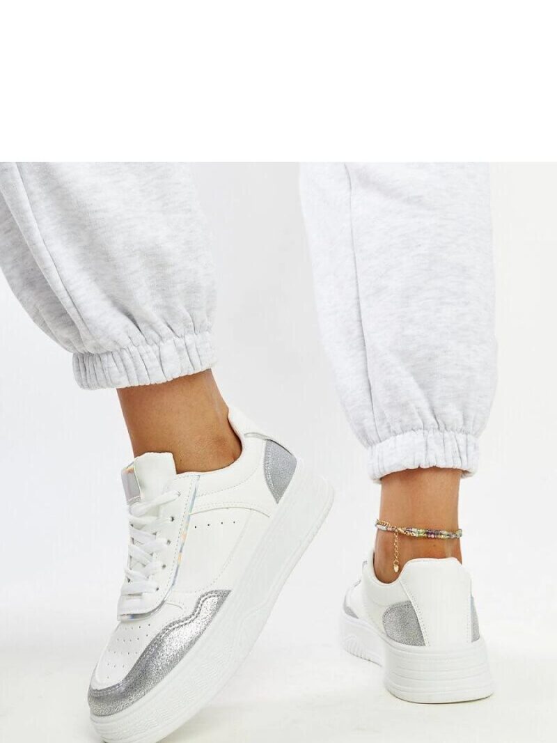 Biało-srebrne sneakersy na grubszej podeszwie Rumai - Solea - obrazek 2