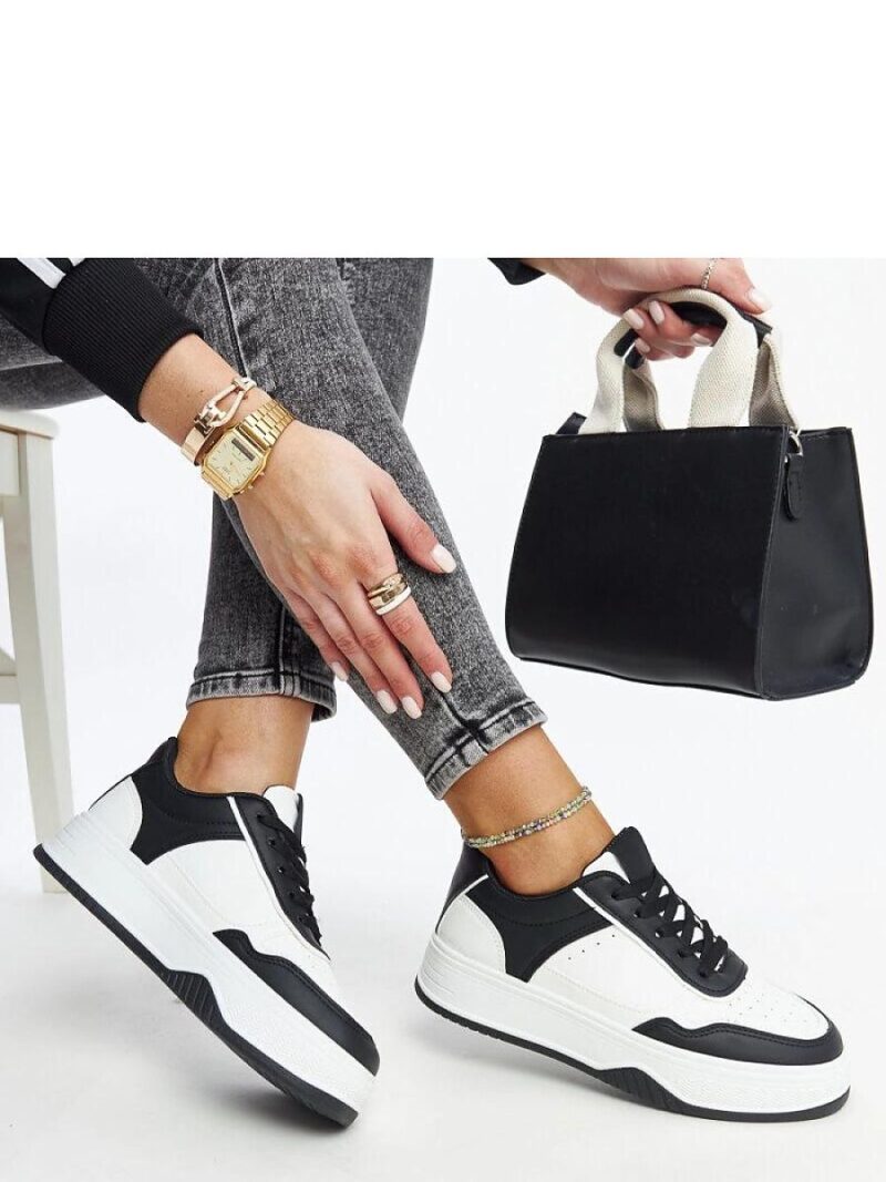 Biało-czarne sneakersy na grubszej podeszwie Rumai - Solea - obrazek 2