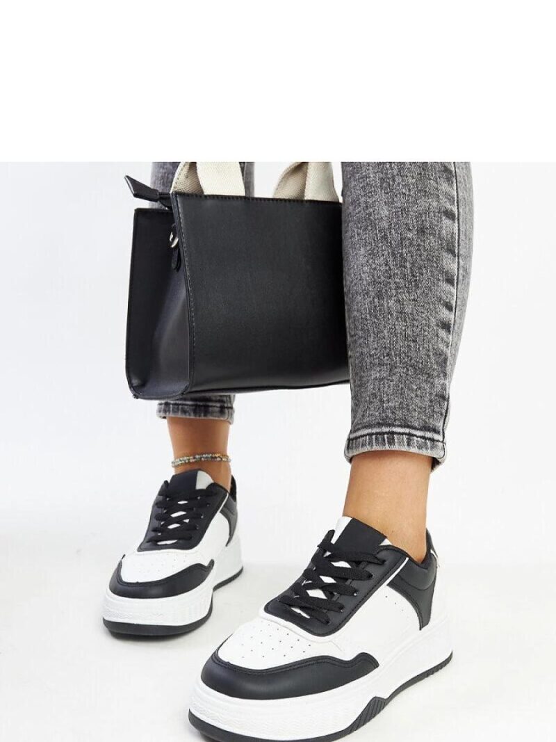 Biało-czarne sneakersy na grubszej podeszwie Rumai - Solea - obrazek 3