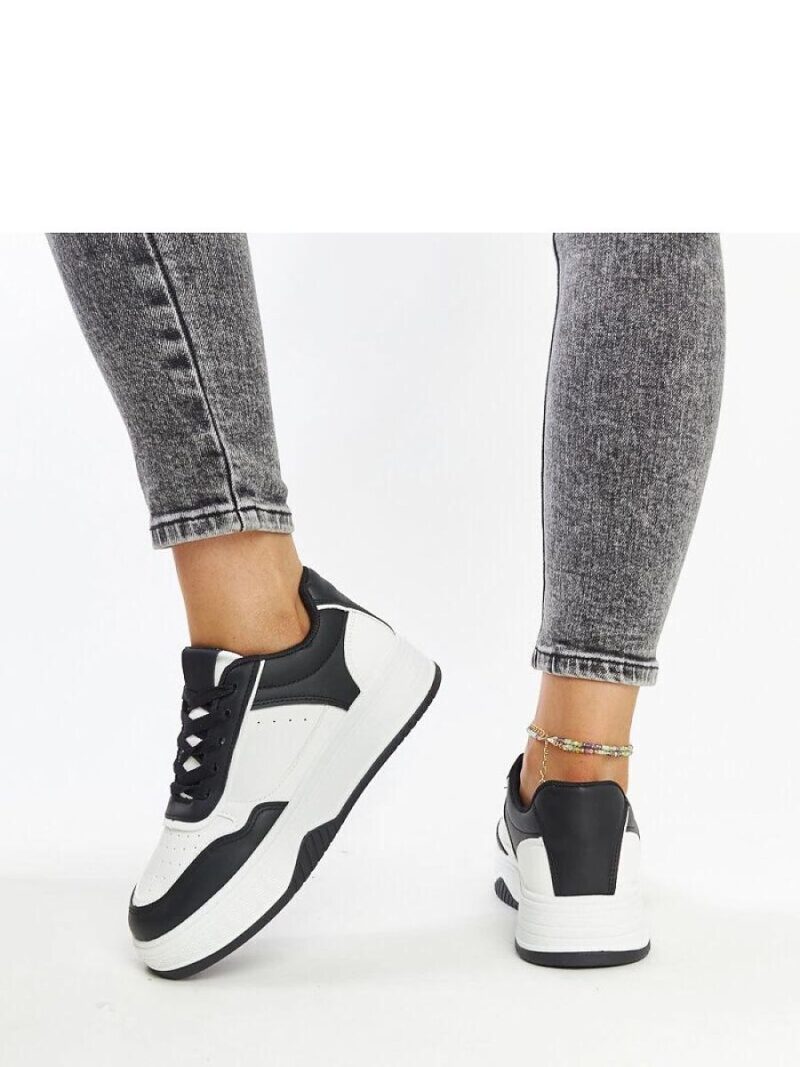 Biało-czarne sneakersy na grubszej podeszwie Rumai - Solea - obrazek 5