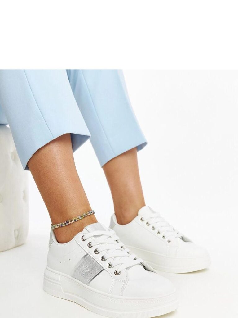 Biało-srebrne sneakersy na grubszej podeszwie Finestra - Solea