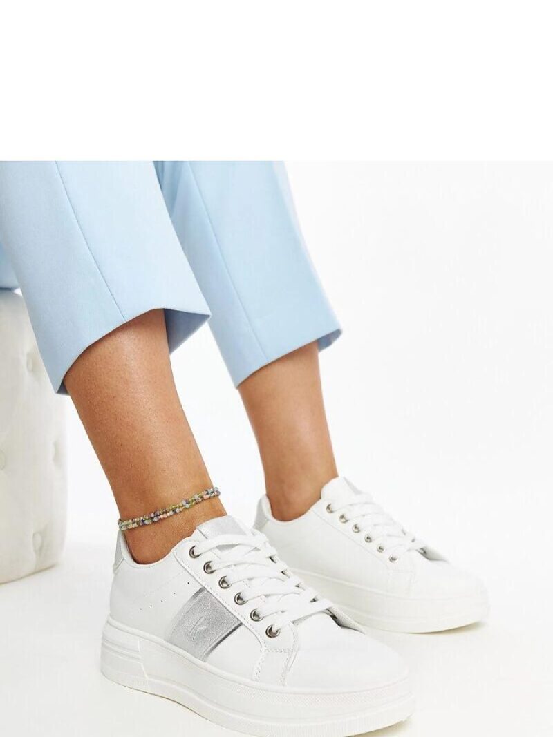 Biało-srebrne sneakersy na grubszej podeszwie Finestra - Solea