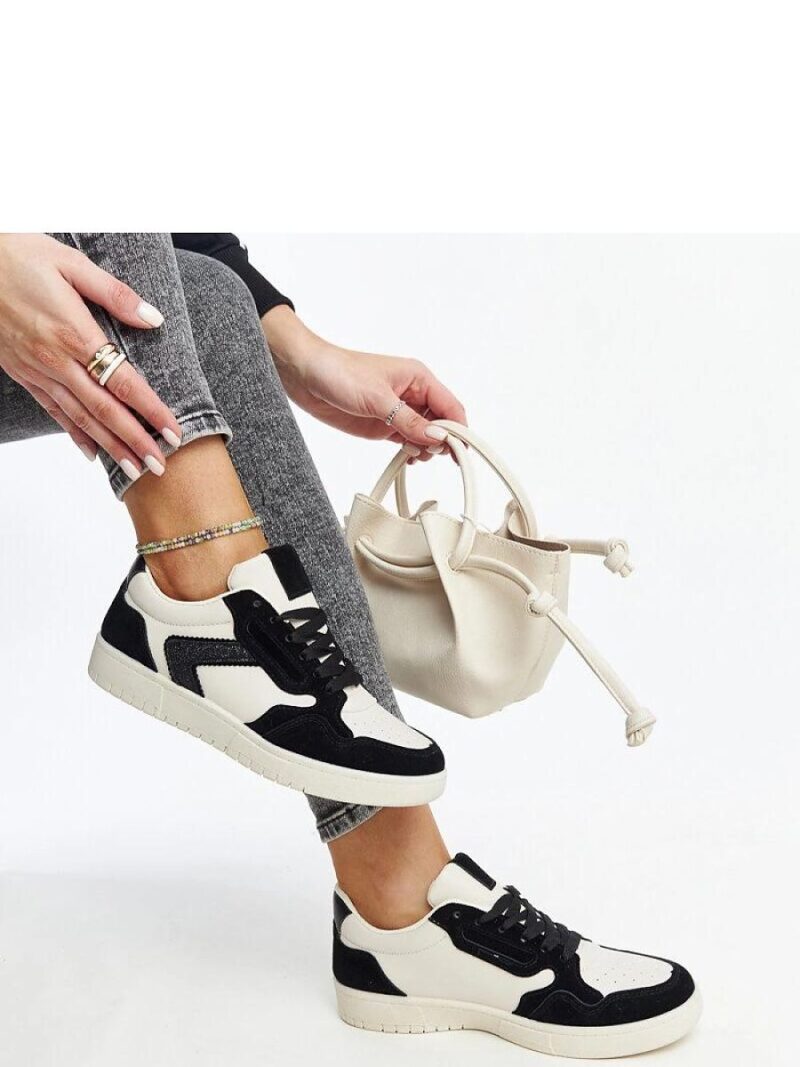 Biało-czarne sneakersy z brokatem Juwan - Solea