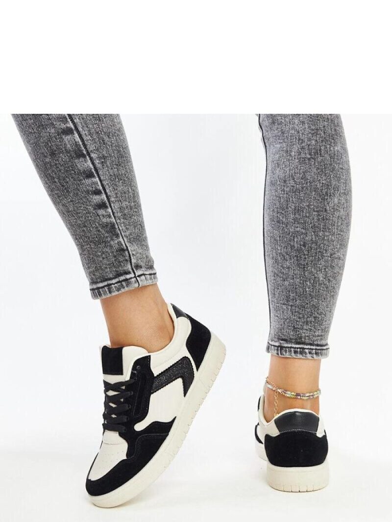 Biało-czarne sneakersy z brokatem Juwan - Solea - obrazek 2