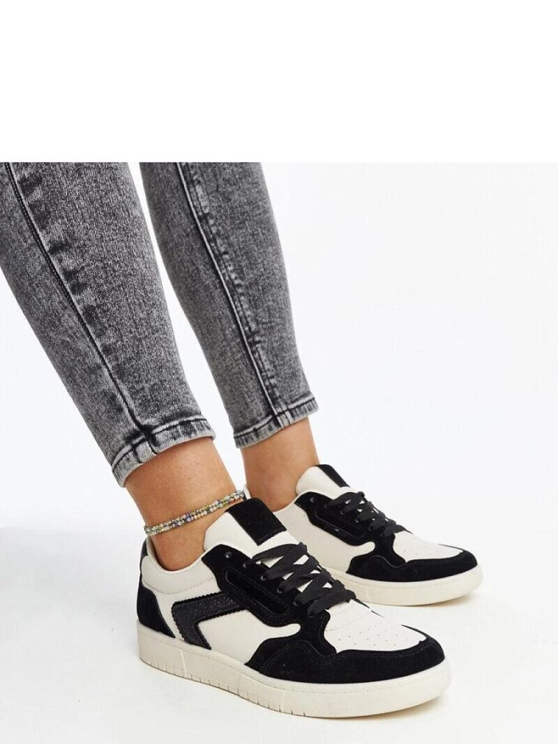 Biało-czarne sneakersy z brokatem Juwan - Solea - obrazek 3