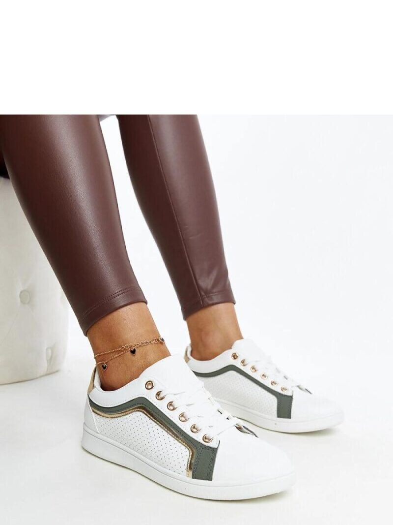 Biało-zielone sneakersy na platformie Amala - Solea - obrazek 2