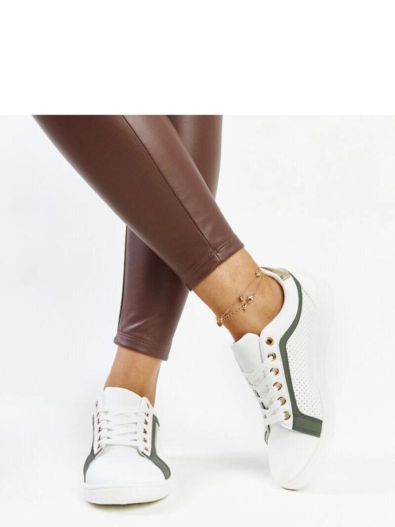 Biało-zielone sneakersy na platformie Amala - Solea - obrazek 3