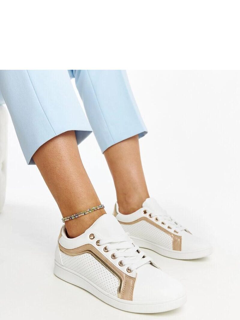 Biało-złote sneakersy na platformie Amala - Solea