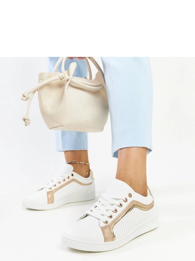 Biało-złote sneakersy na platformie Amala - Solea - obrazek 3