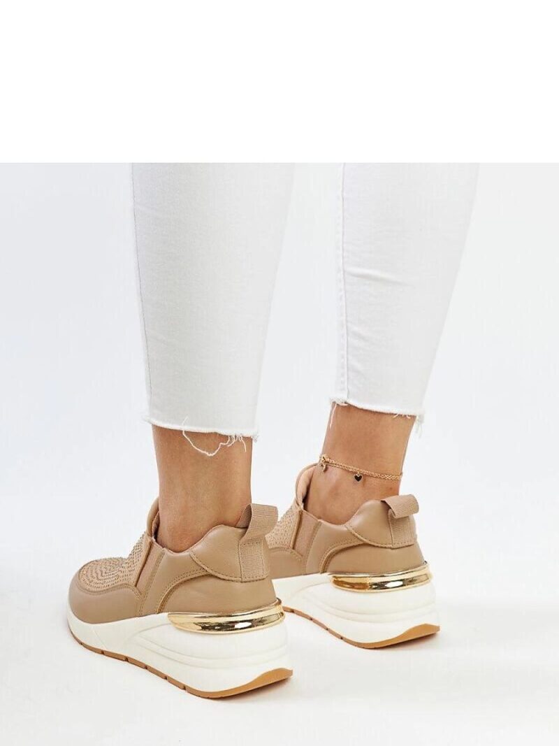 Brązowe sneakersy na koturnie z cyrkoniami Ashleey - Solea - obrazek 4