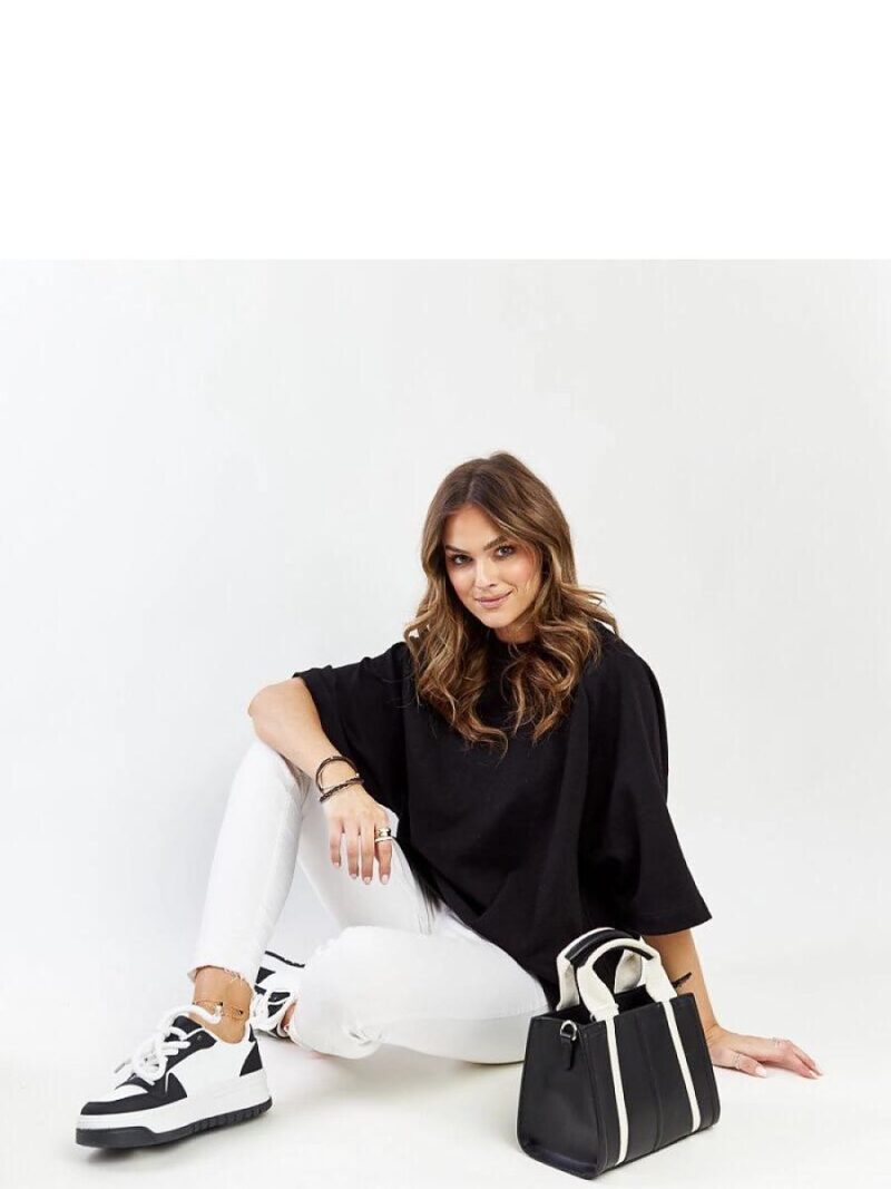 Czarno-białe sneakersy na grubej podeszwie Galit - Solea - obrazek 2