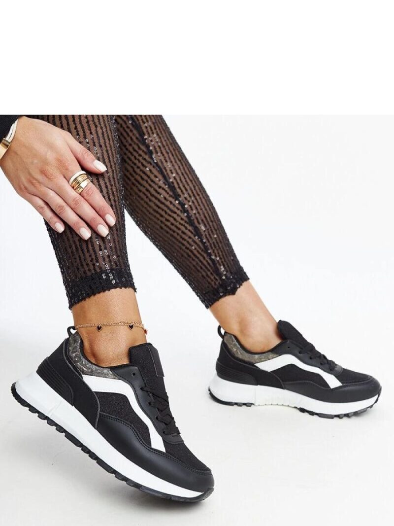 Czarne sneakersy na platformie z brokatem Evelia - Solea - obrazek 3