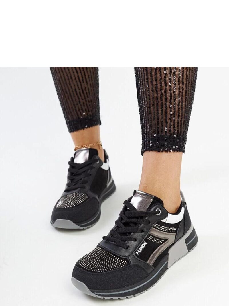 Czarne sneakersy na platformie z cyrkoniami Mauli - Solea