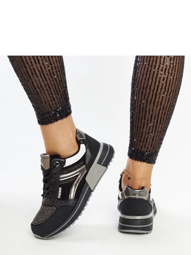 Czarne sneakersy na platformie z cyrkoniami Mauli - Solea - obrazek 3