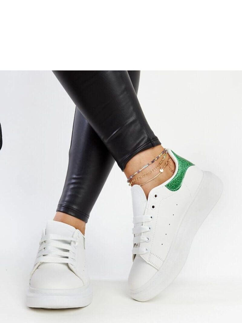 Biało-zielone sneakersy eko-skórzane Fatimah - Solea - obrazek 2