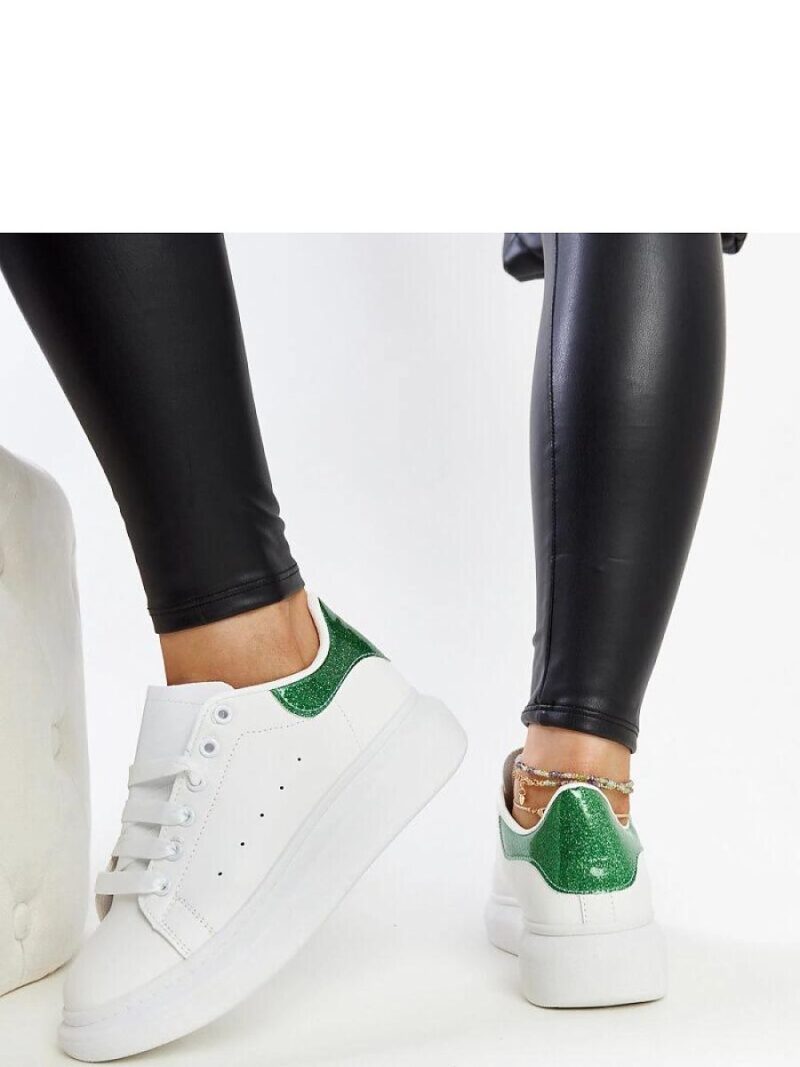 Biało-zielone sneakersy eko-skórzane Fatimah - Solea - obrazek 3
