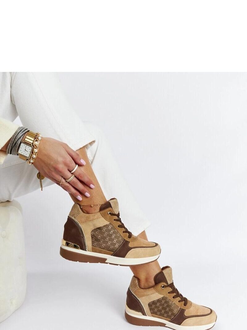 Brązowe sneakersy na koturnie Chestnut - Solea