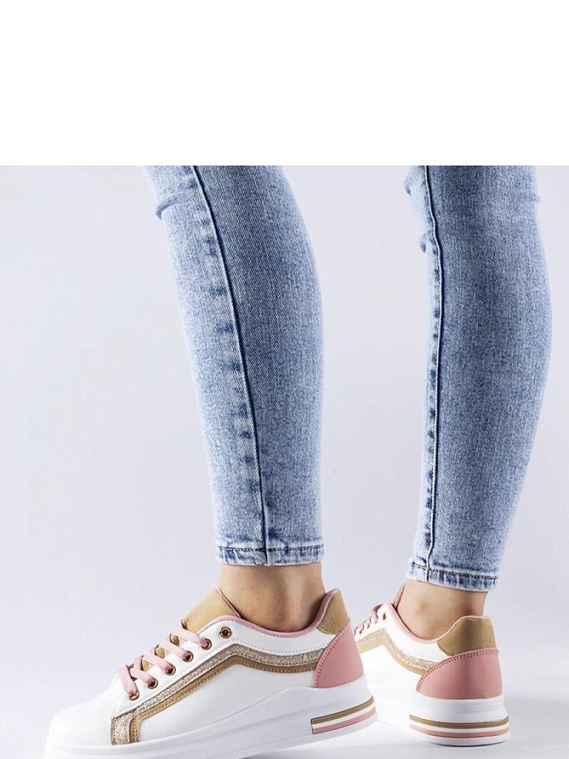 Biało-różowe sneakersy na platformie Mayfield ze złotymi elementami - Solea - obrazek 3
