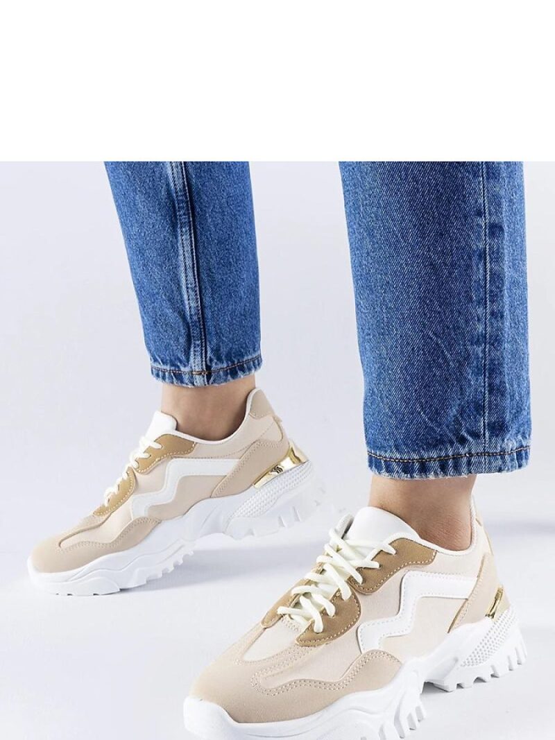 Beżowe sneakersy na masywnej podeszwie Gironic - Solea