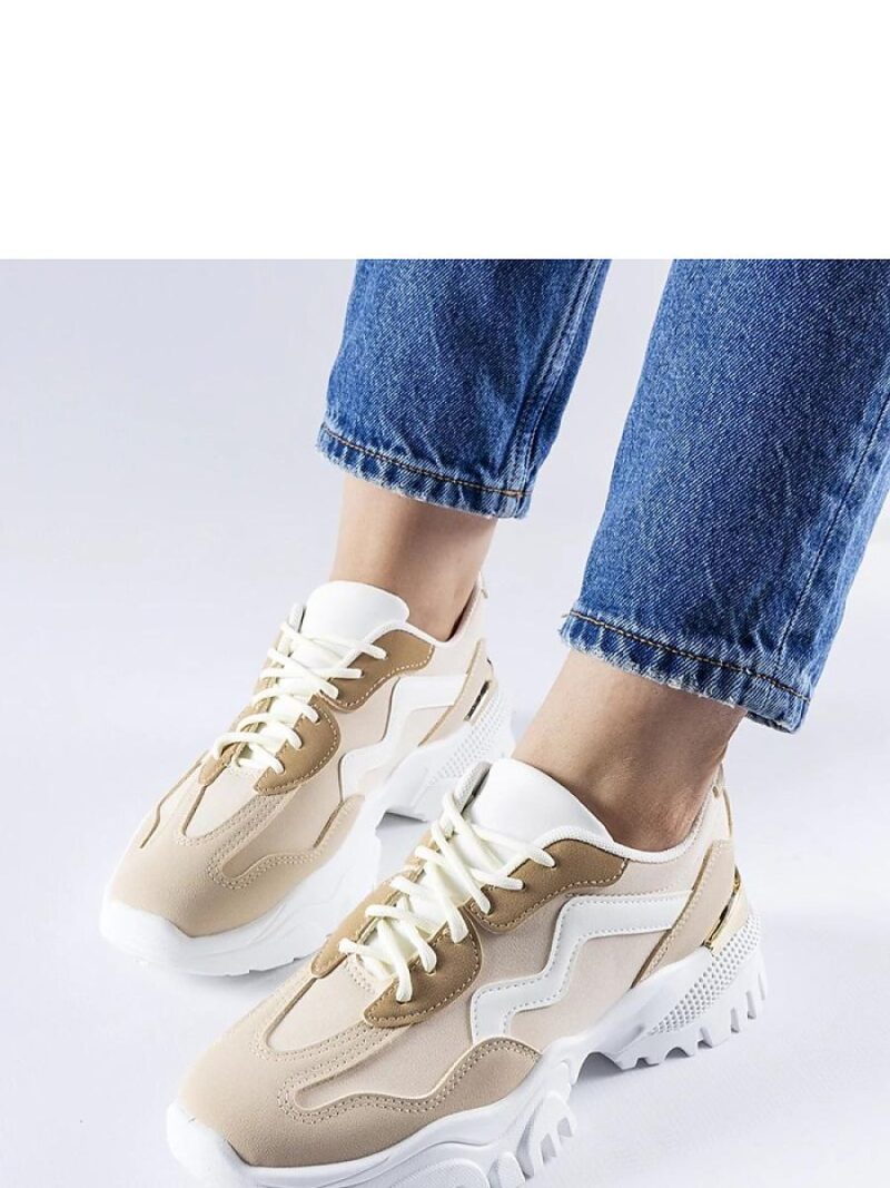 Beżowe sneakersy na masywnej podeszwie Gironic - Solea - obrazek 3