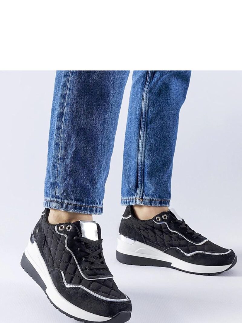 Czarne sneakersy na koturnie Pisignano - Solea