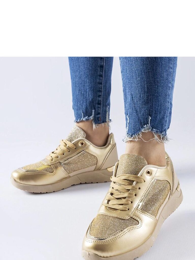 Beżowo-złote sneakersy z ozdobną nitką Facondo - Solea