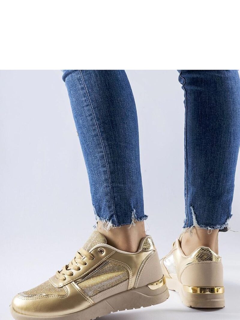 Beżowo-złote sneakersy z ozdobną nitką Facondo - Solea - obrazek 3