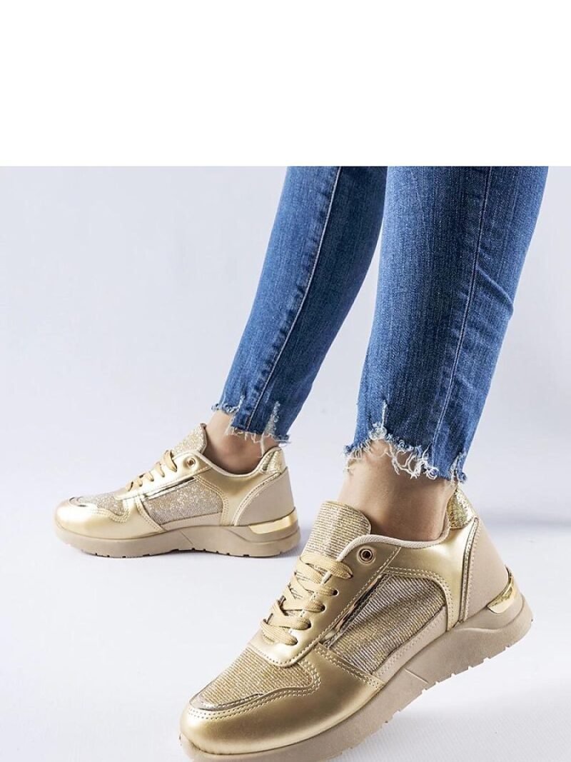 Beżowo-złote sneakersy z ozdobną nitką Facondo - Solea - obrazek 4