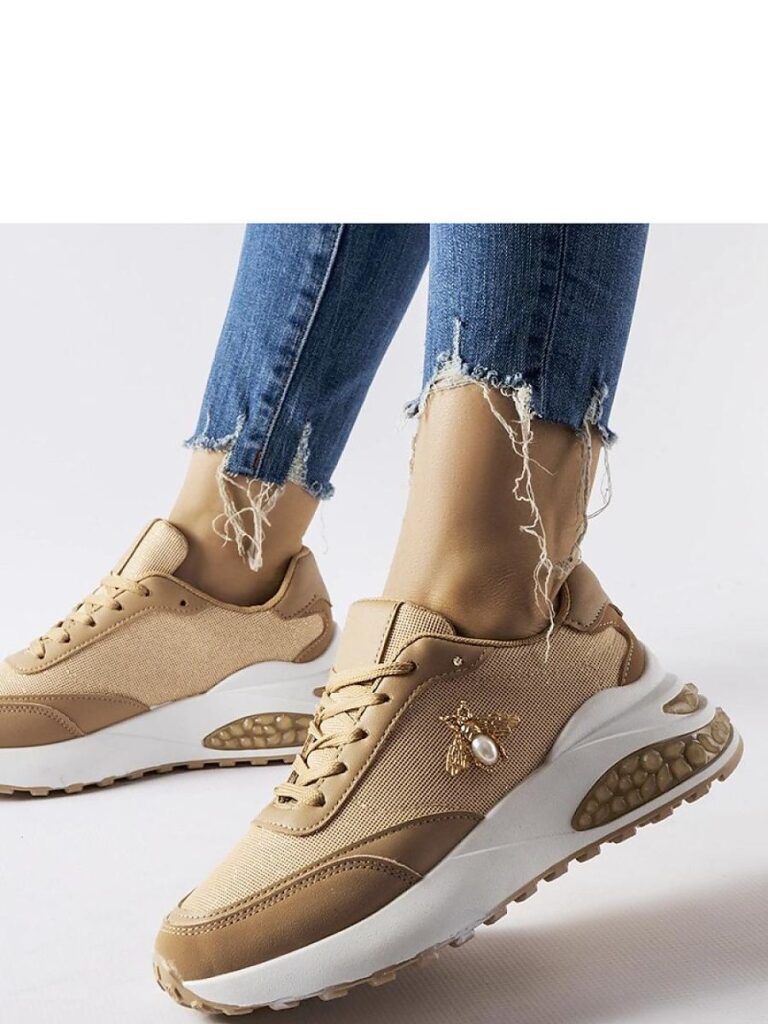 Brązowo-białe sneakersy z ozdobna nitką Acciano - Solea