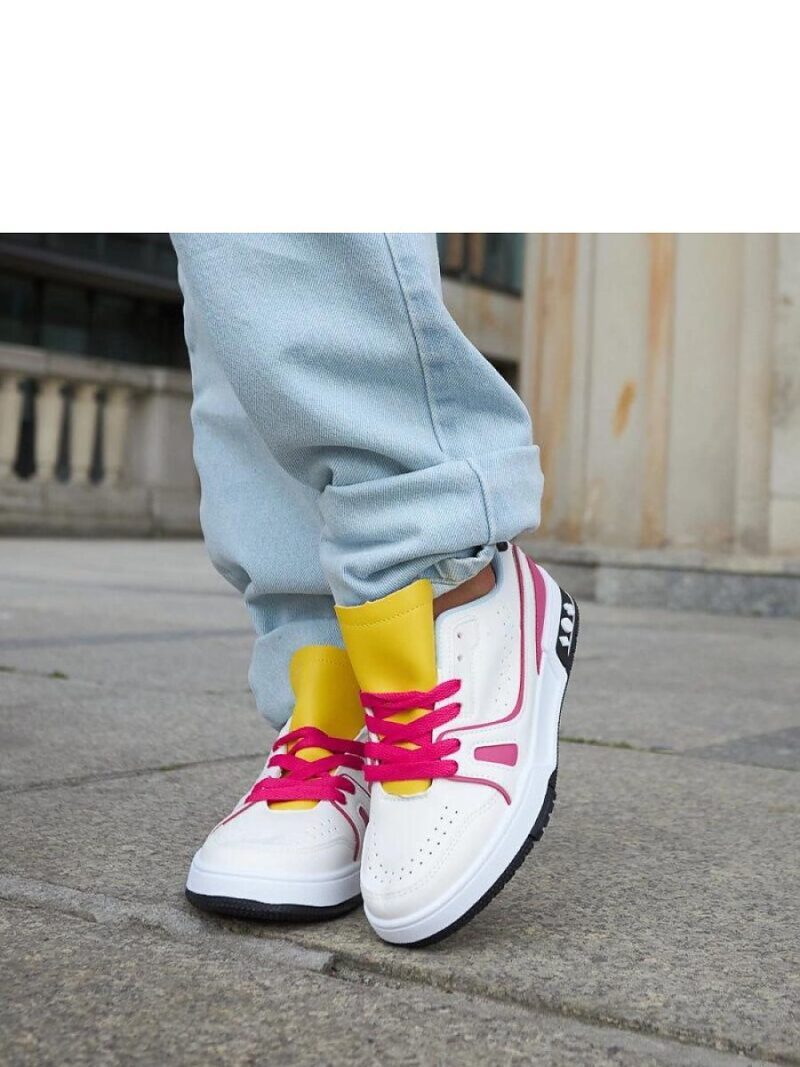 Biało-różowe sneakersy z żółtym językiem Archie - Solea - obrazek 2
