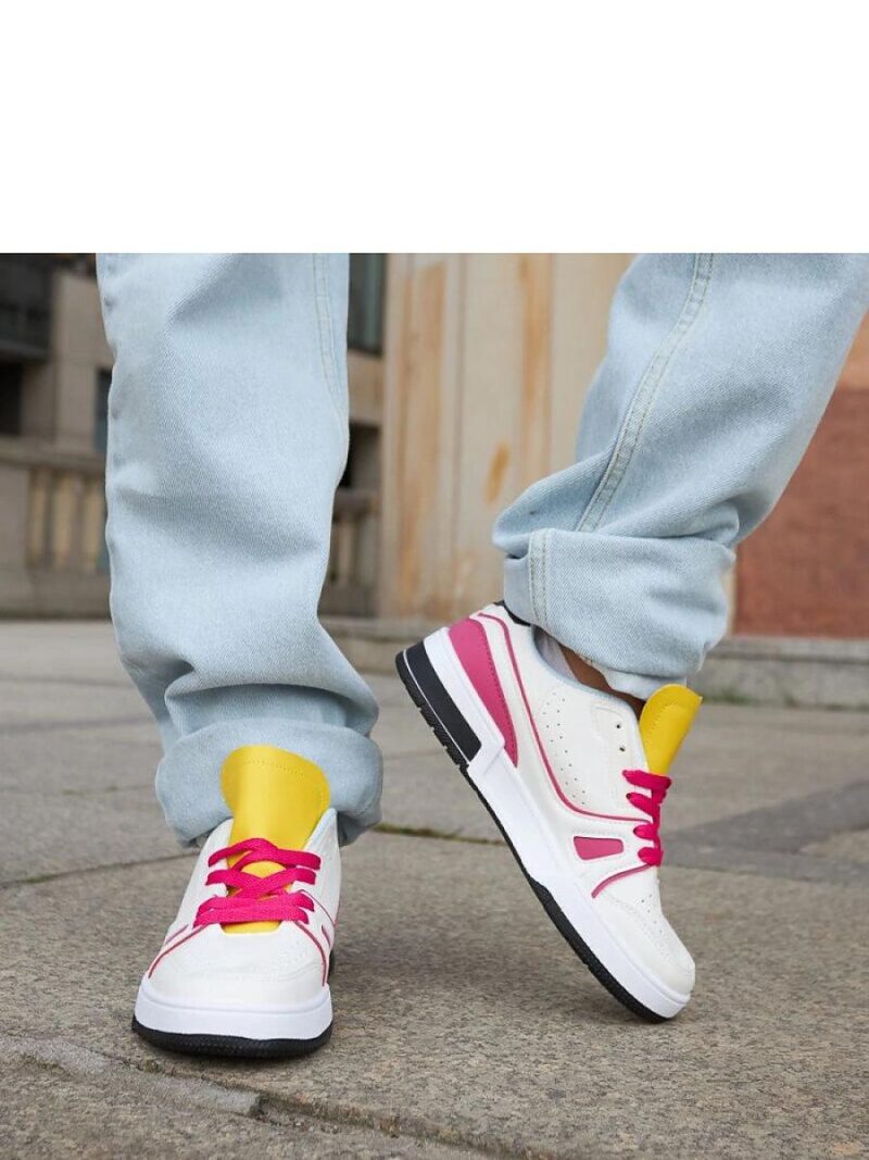 Biało-różowe sneakersy z żółtym językiem Archie - Solea - obrazek 3