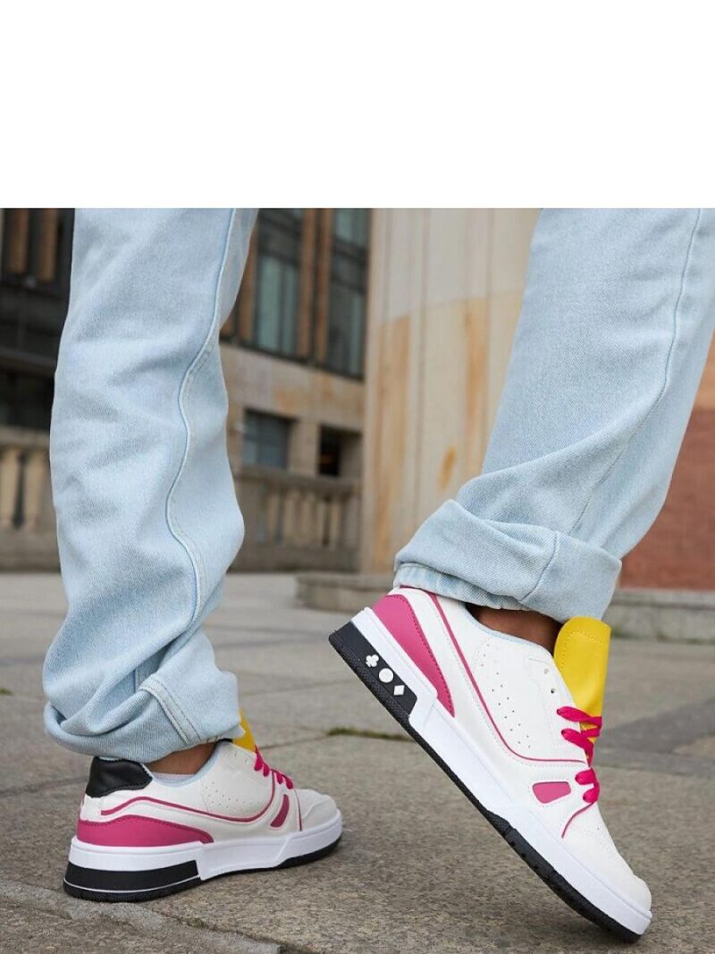 Biało-różowe sneakersy z żółtym językiem Archie - Solea - obrazek 4