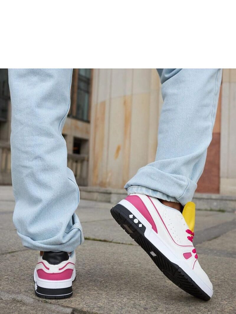 Biało-różowe sneakersy z żółtym językiem Archie - Solea - obrazek 5