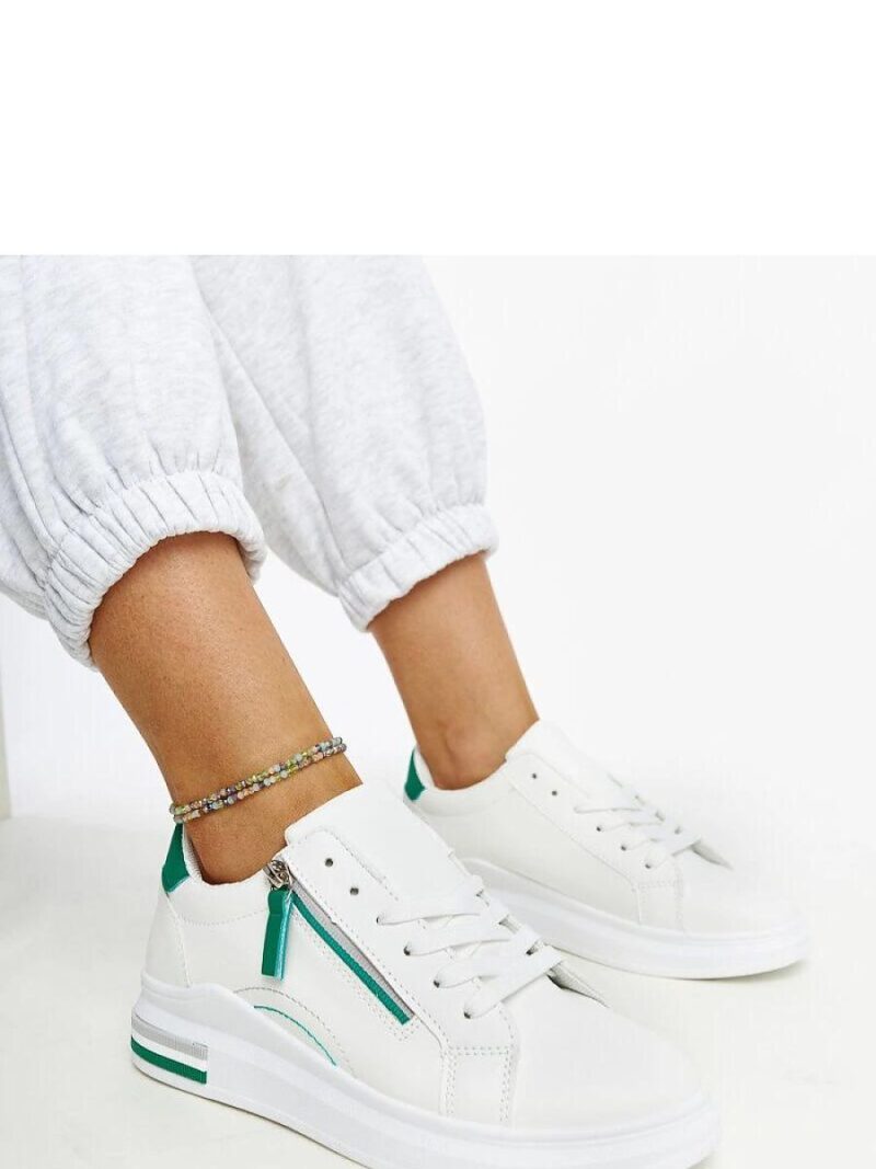Białe sneakersy z zielonymi wstawkami Anaunia - Solea